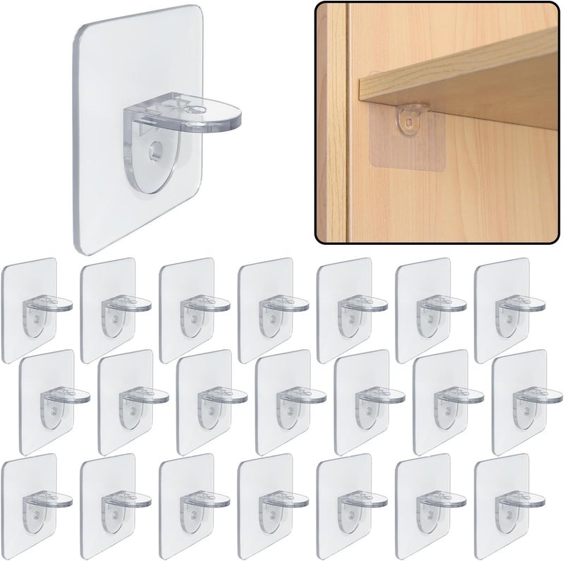 LonlyEagle 20 Pieces Plastic Shelf Support Peg,Self Adhesive Bracket,Partition Pin for Furniture Kitchen Cabinet Book Shelves Closet Brackets Clapboard Layer - Image 1